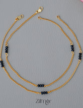 KT1011131 - Gold Toned Black bead pair Anklet 3-Zilmor